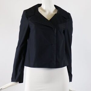 Dries Van Noten Black Cropped Boxy Fit Blazer Jacket